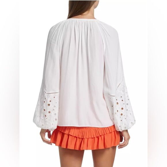 Ramy Brook Aleya Eyelet-Sleeve Peasant Top size XL - Picture 3 of 14